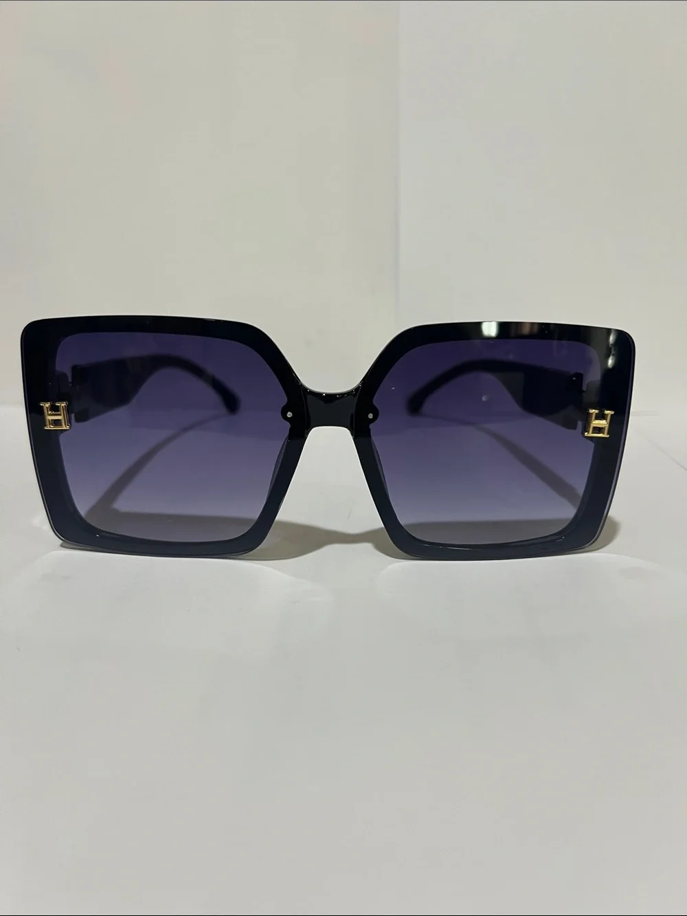 Henmas Black Sunglasses with Gold H Accent